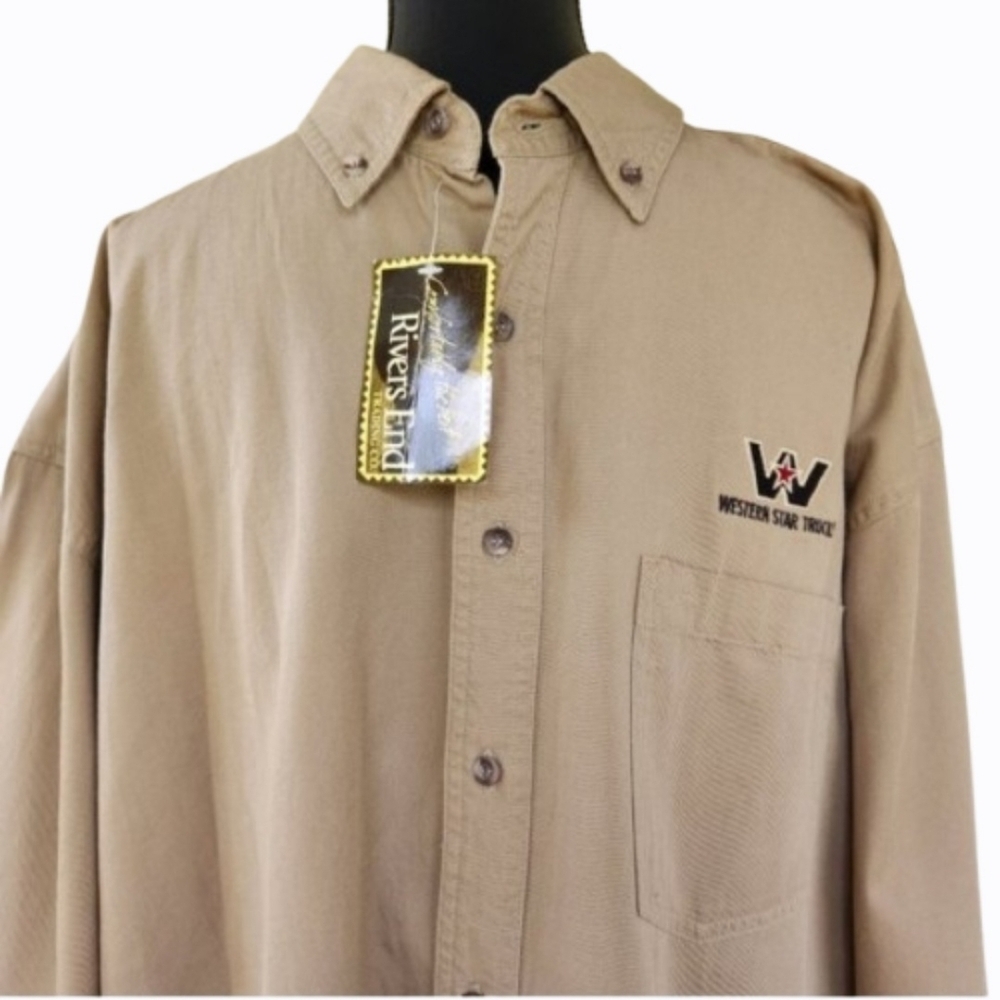 Work Shirt, Heavy Cotton Khaki Tan with Logo, NEW (Size XXXLT)